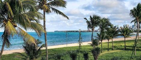 On the beach, white sand