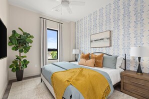 2 bedrooms, desk, iron/ironing board, travel crib