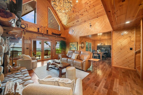 Smart TV, chimenea, libros