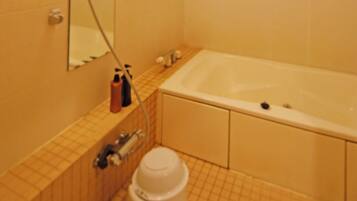 Combined shower/bathtub, free toiletries, hair dryer, towels