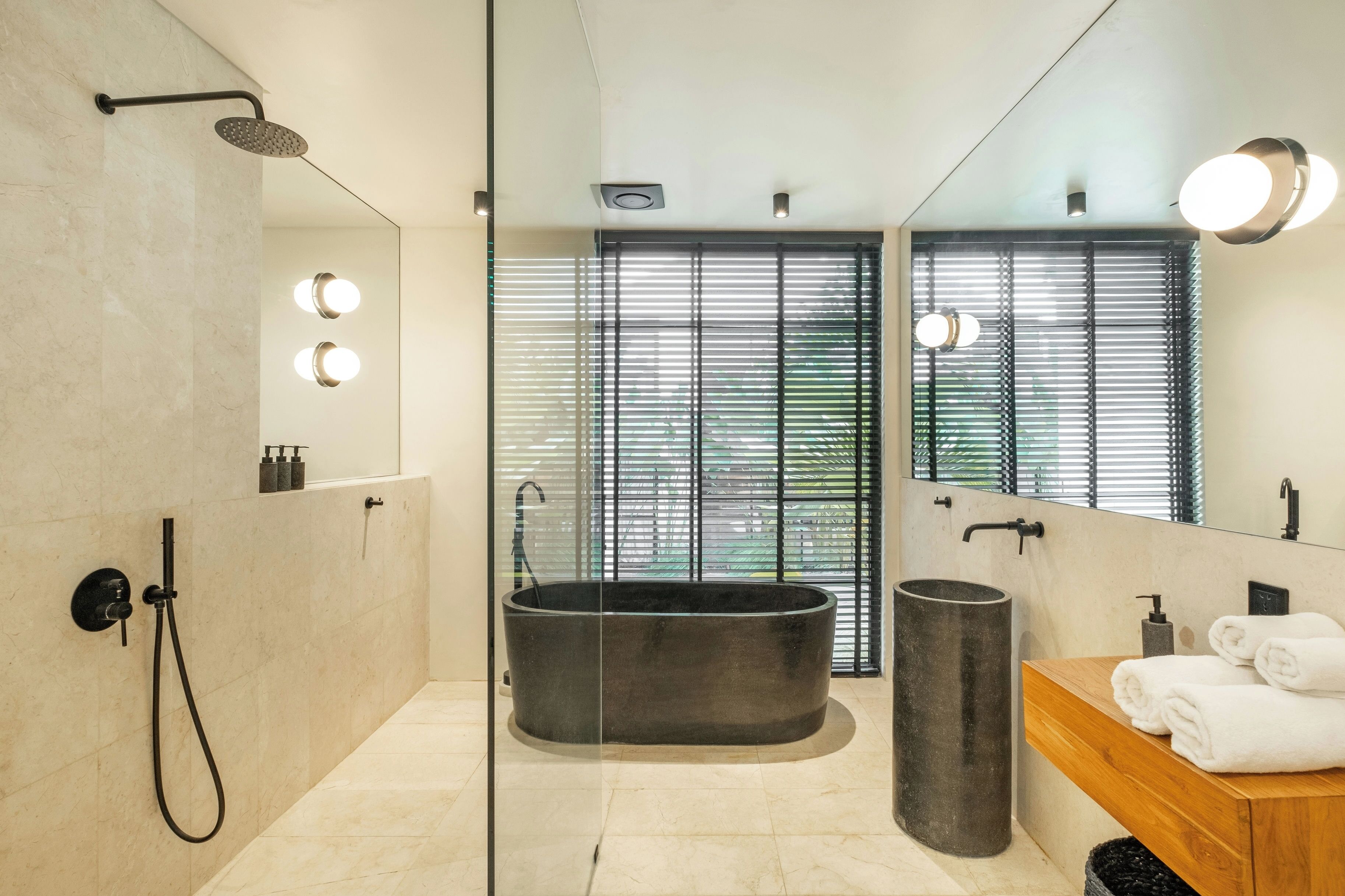 Design Villa, Patio, Pool View | Bathroom | Free toiletries, hair dryer, towels, soap