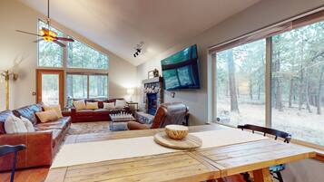 TV, fireplace, table tennis