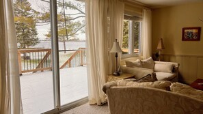 Smart TV, fireplace, DVD player, books