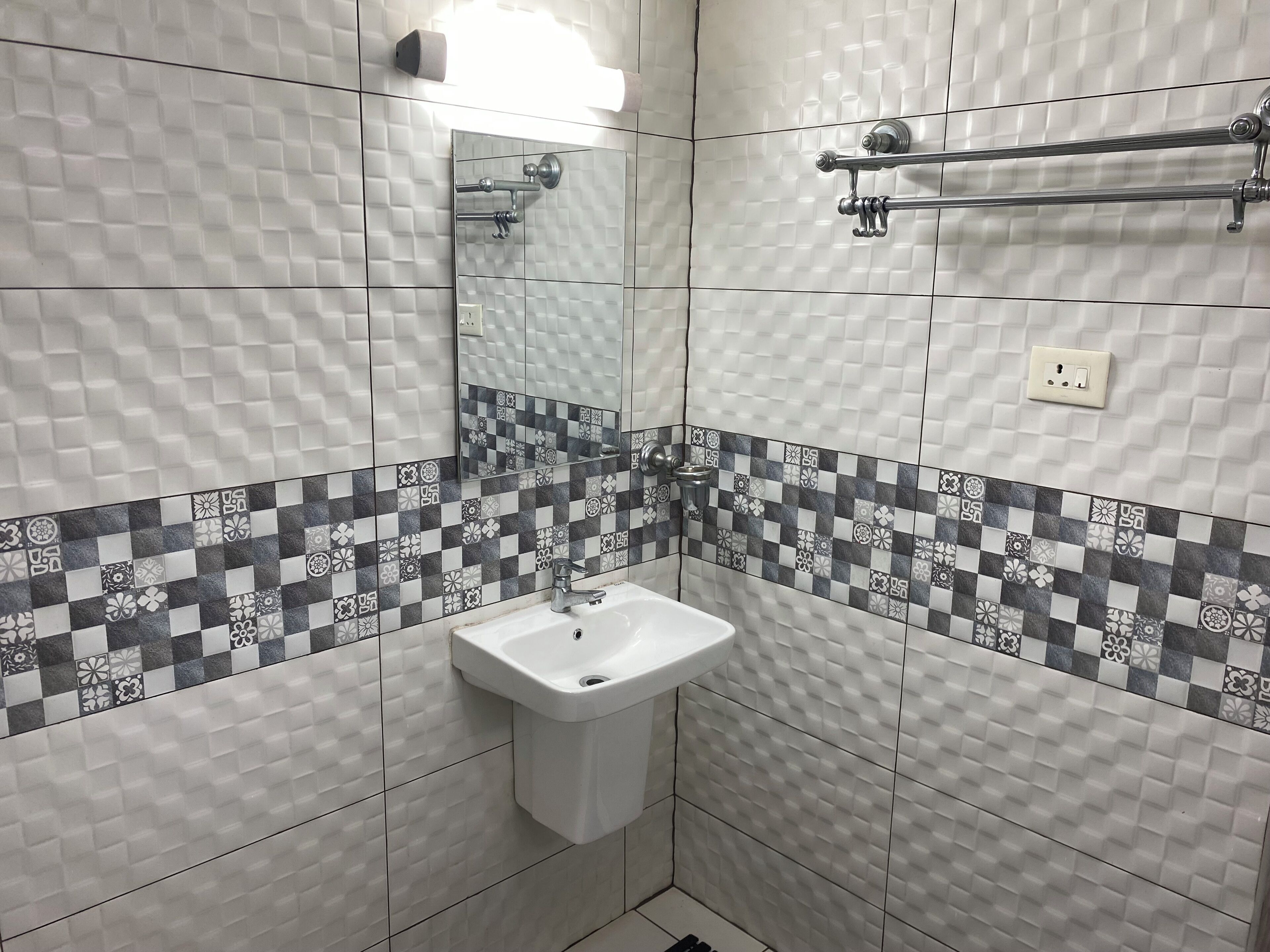 Shower, towels, soap, toilet paper