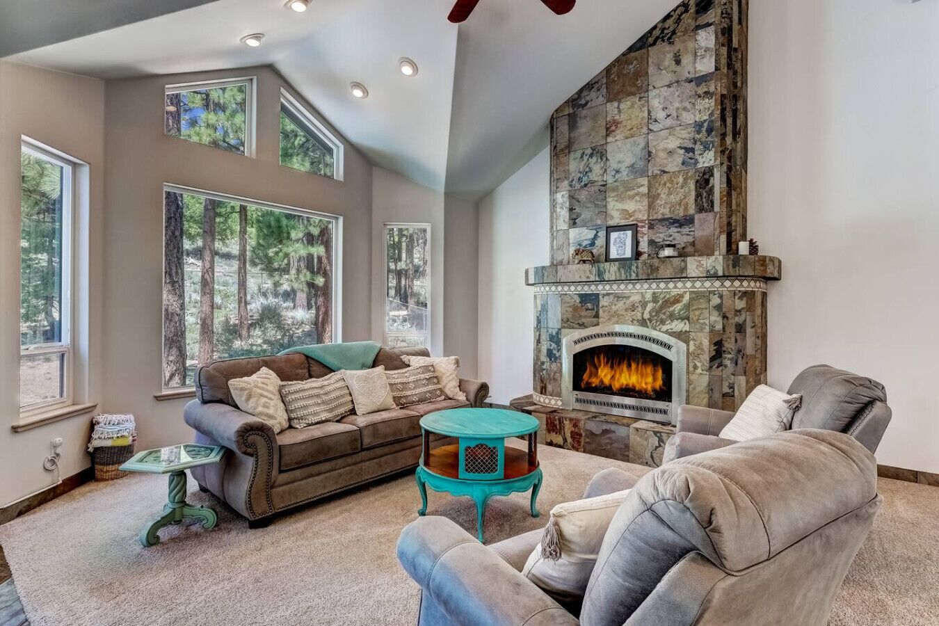 TV, fireplace, video games