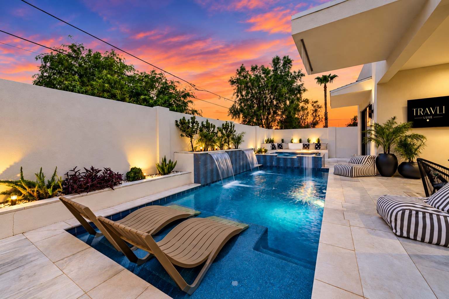 Your own backyard mini-resort oasis with heated pool, spa, firepit, BBQ and patio lounge
