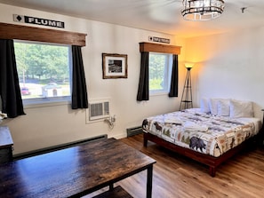 1 bedroom, desk, iron/ironing board, travel crib