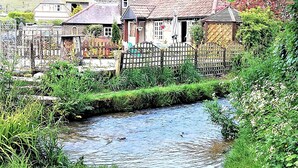 A riverside property with a traditional brick house, a small wooden structure, and a metal fence. - Escape the Ordinary - Dorset Village Vacation (Dorchester)