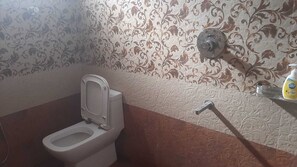 Camera Deluxe, vista città | Bagno | Doccia, accappatoio, asciugamani, sapone