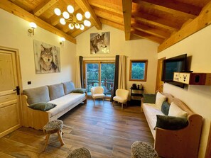 TV, fireplace, DVD player, books - Le « Tout Schuss » Chalet : Vue Panoramique aux Deux Alpes Pour 16 Personnes (Les Deux Alpes)