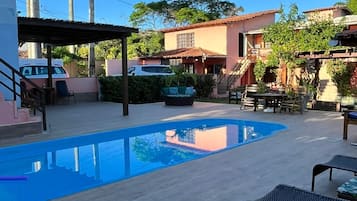 Outdoor pool, sun loungers
