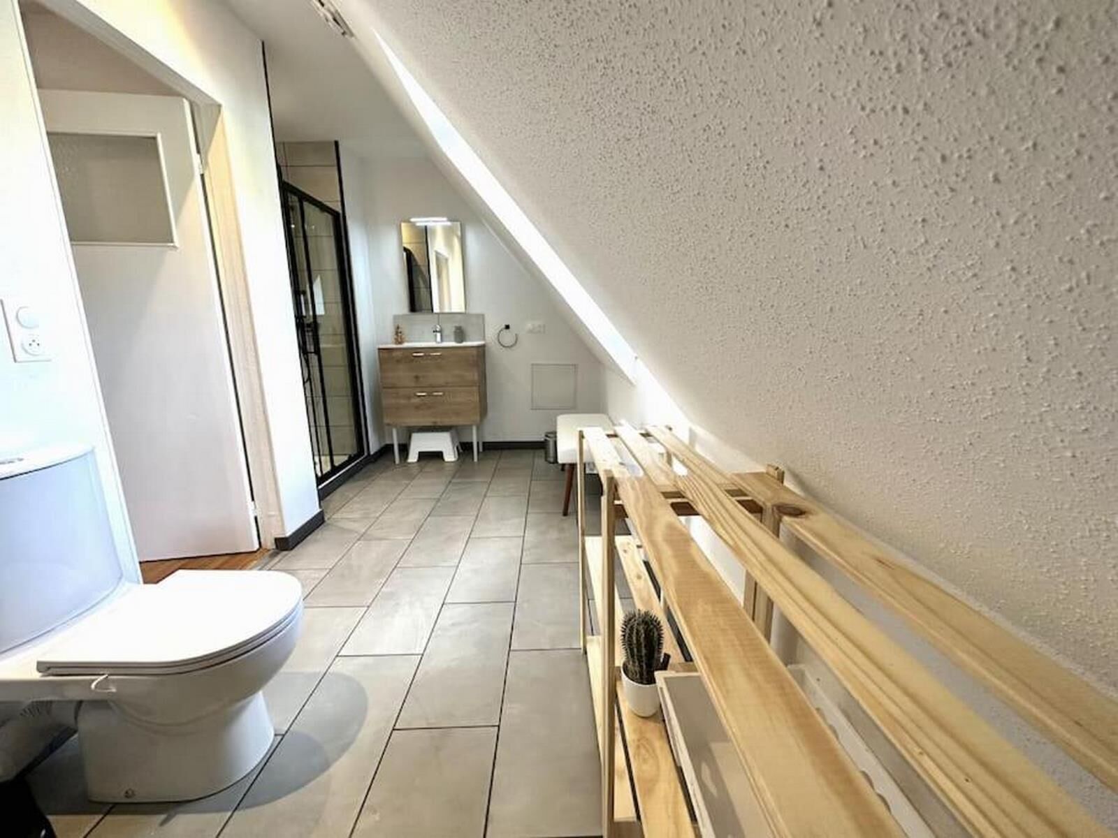 Hair dryer, towels, toilet paper