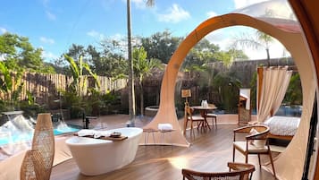 Premium Suite, Pool View | 1 bedroom, Egyptian cotton sheets, premium bedding, down duvets