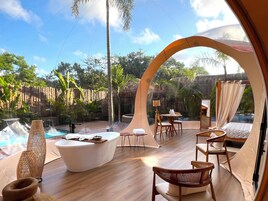 Premium Suite, Pool View | 1 bedroom, Egyptian cotton sheets, premium bedding, down comforters