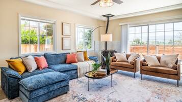 TV, fireplace, table football