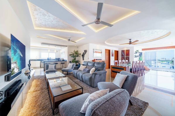 Smart TV, books, stereo, computer monitors