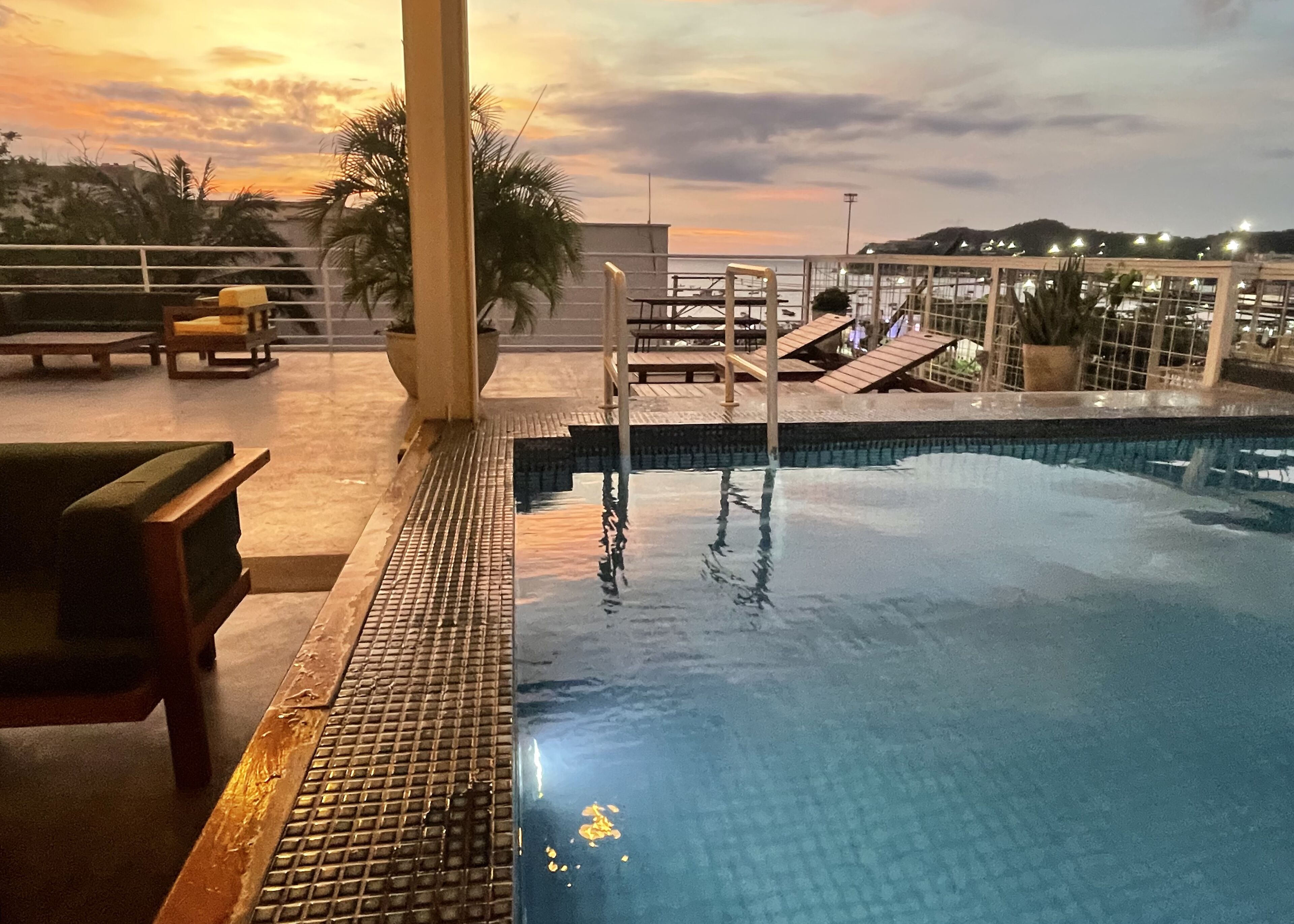 Outdoor pool, pool loungers