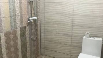 Shower, soap, toilet paper