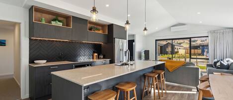 Fridge, microwave, dishwasher, toaster