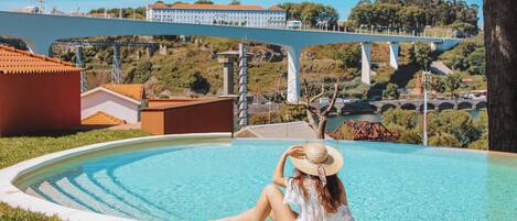 Outdoor pool, open 9:00 AM to 8:00 PM, pool umbrellas, sun loungers