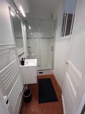 Regadera, secadora de cabello, toallas, jabón 