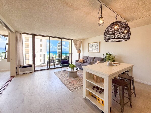 Interior - Bright 1BR Ocean-View Retreat • Walk to Beach • Free Parking (Honolulu)