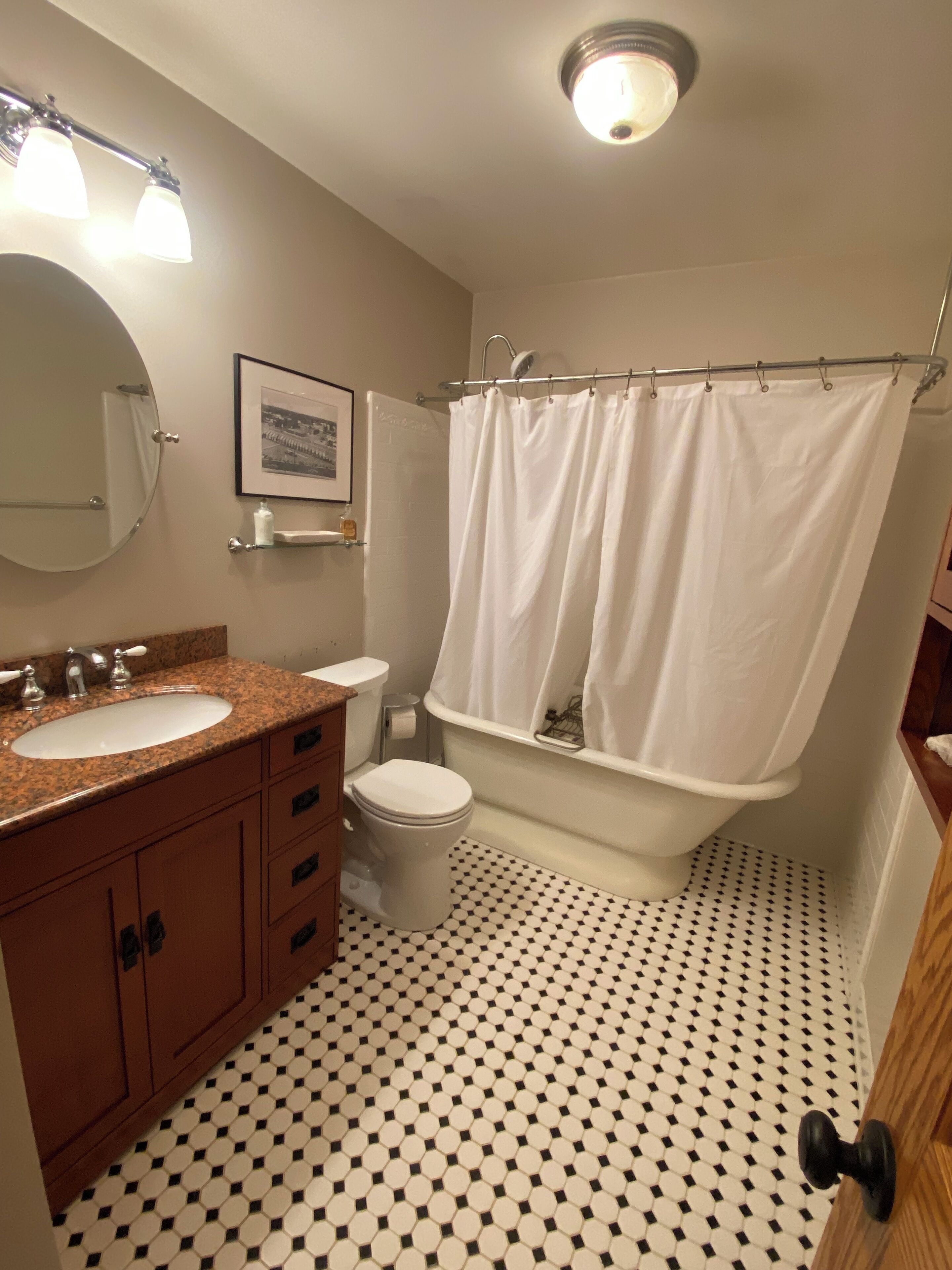 Shower, towels, toilet paper