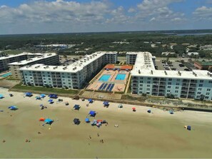 Exterior - Direct oceanfront>Second floor>Family comfort for six>Stellar sunrises  (New Smyrna Beach)