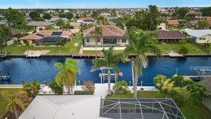 Outdoor pool, a heated pool - 3-bedroom,2-bath house in Cape Coral. Fully Renovated, w/Boat Lift, Heated Pool  (Cape Coral)