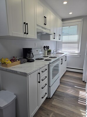 Fridge, microwave, oven, stovetop - Stylish Modern Gem in Downtown (Sault Ste. Marie)