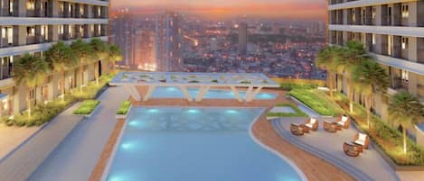 Outdoor pool, a heated pool