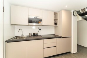 Fridge, oven, stovetop, cookware/dishes/utensils - GuestHost - Galaxy Lofts - Appt Saturn x4 (Torino)