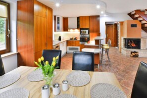 Fireplace - Comfortable, Large Holiday Home With a Garden (Malechowo)