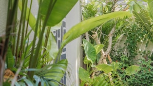 A lush indoor garden with a swimming pool, surrounded by various tropical plants. - Nala Villa by Betterplace (Canggu)