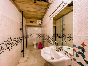 Shower, rainfall showerhead, towels, soap - kalyan forest resort Purulia (Purulia)