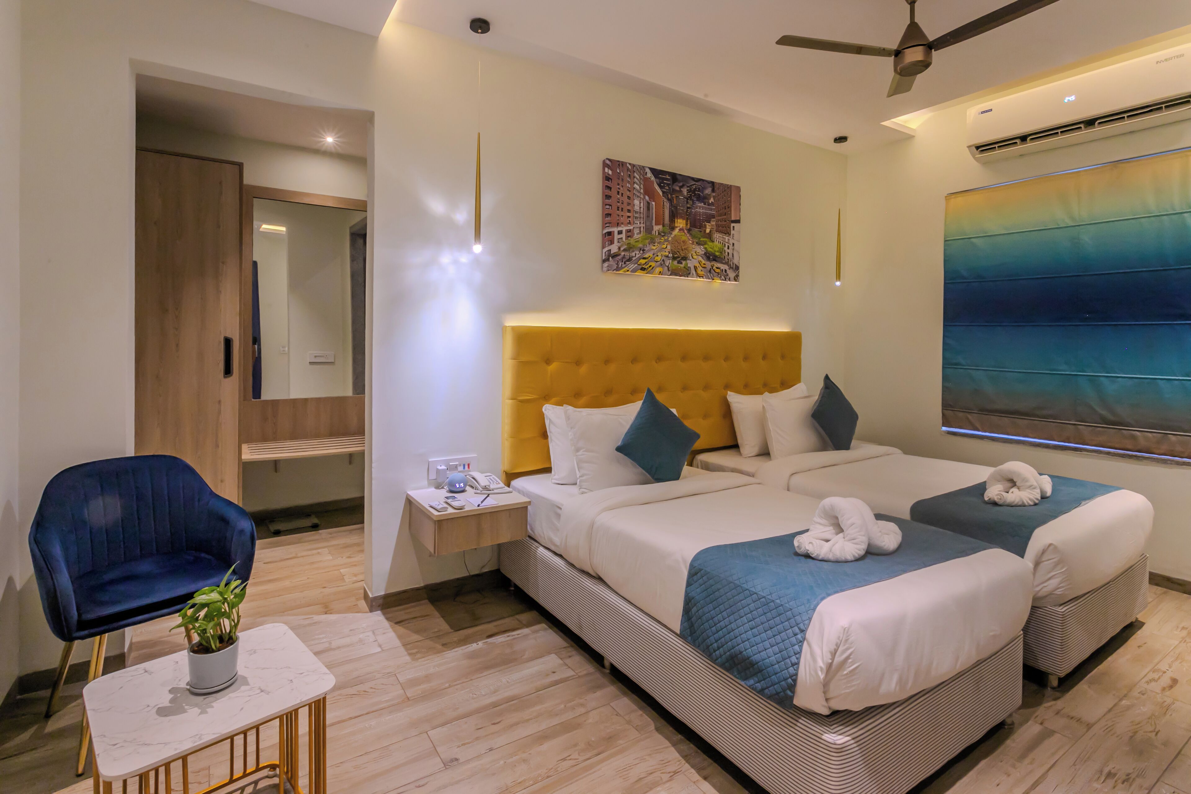 デラックス ツインルーム | エジプト綿のシーツ、高級寝具、セーフティボックス (室内)、防音設備