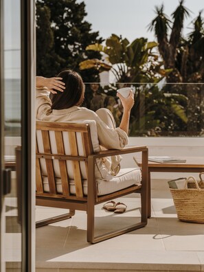 Deluxe Double Room, Partial Sea View | Terrace/patio - Ibara Hotel Boutique (Santa Eulalia del Rio)