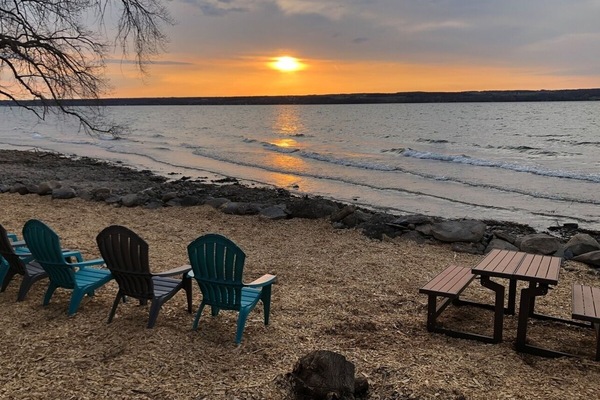 Private Guest Beach when Lake still low in early spring.