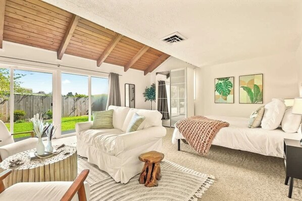 TV, fireplace, video games, foosball