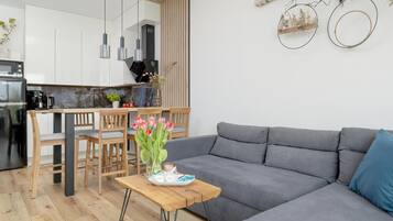 Apartment | Private kitchen | Electric kettle, highchair