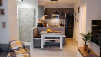Apartment | Private kitchen | Electric kettle, toaster, highchair