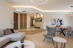 Luxury Villa, 3 Bedrooms, Private Pool, Sea View | Living area | Flat-screen TV