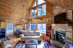 TV, fireplace, video games