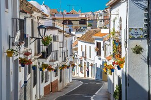 Stroll through historic Calle Suspiro, lined with charming white buildings and vibrant flower baskets.