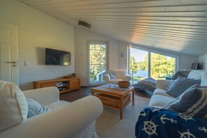 Living room - Ferienhaus Strandblick mit Sauna am Dummer See (Dümmer)