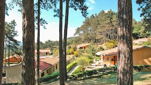 A residential area with multiple houses, surrounded by tall trees and a clear sky. - Rustic Escape in Palazzuolo Stay (Palazzuolo sul Senio)