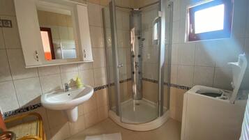Hair dryer, towels, toilet paper