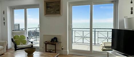 Una televisión, una chimenea, libros