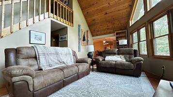 Smart TV, lareira, livros