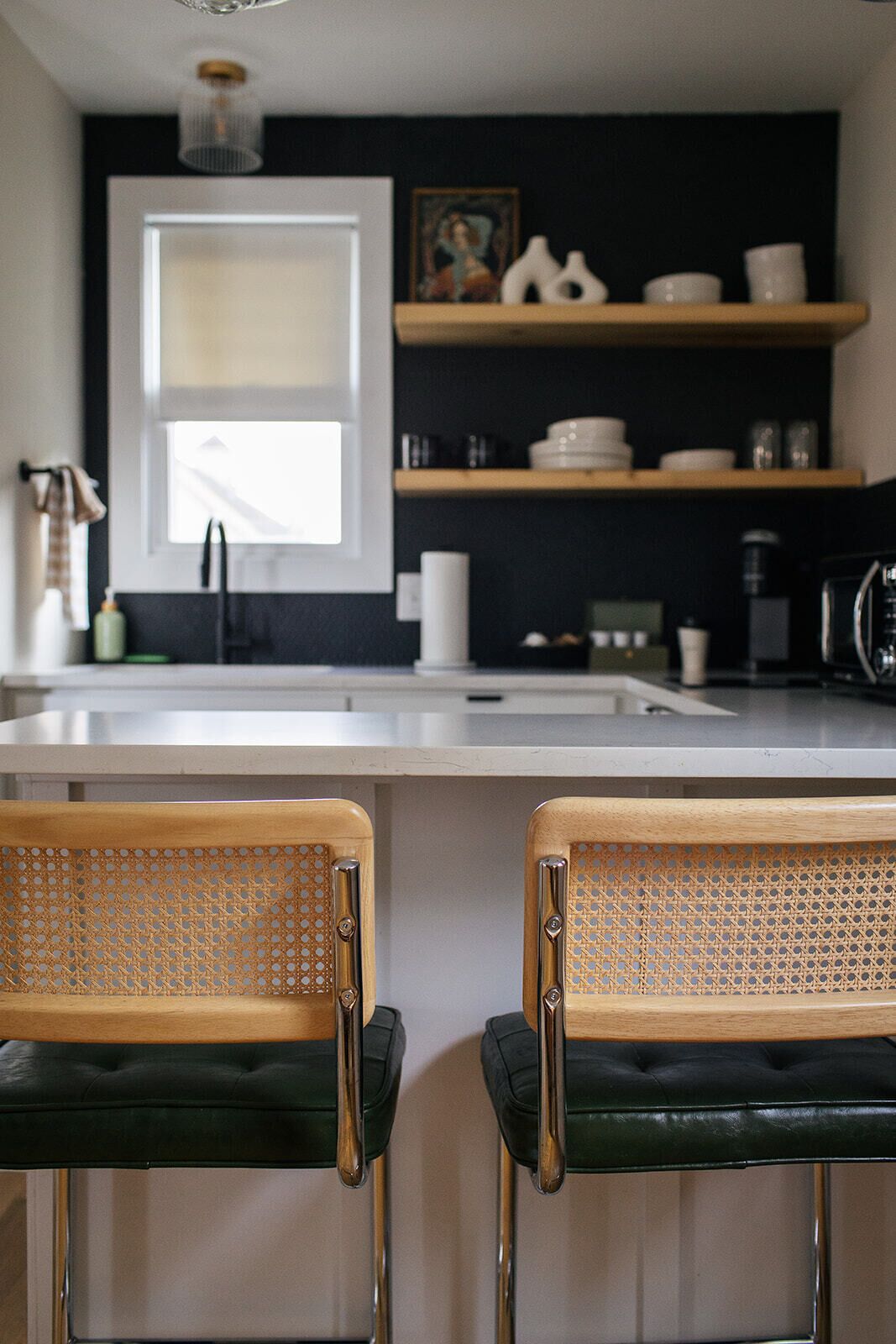 Microwave, stovetop, coffee/tea maker, cookware/dishes/utensils